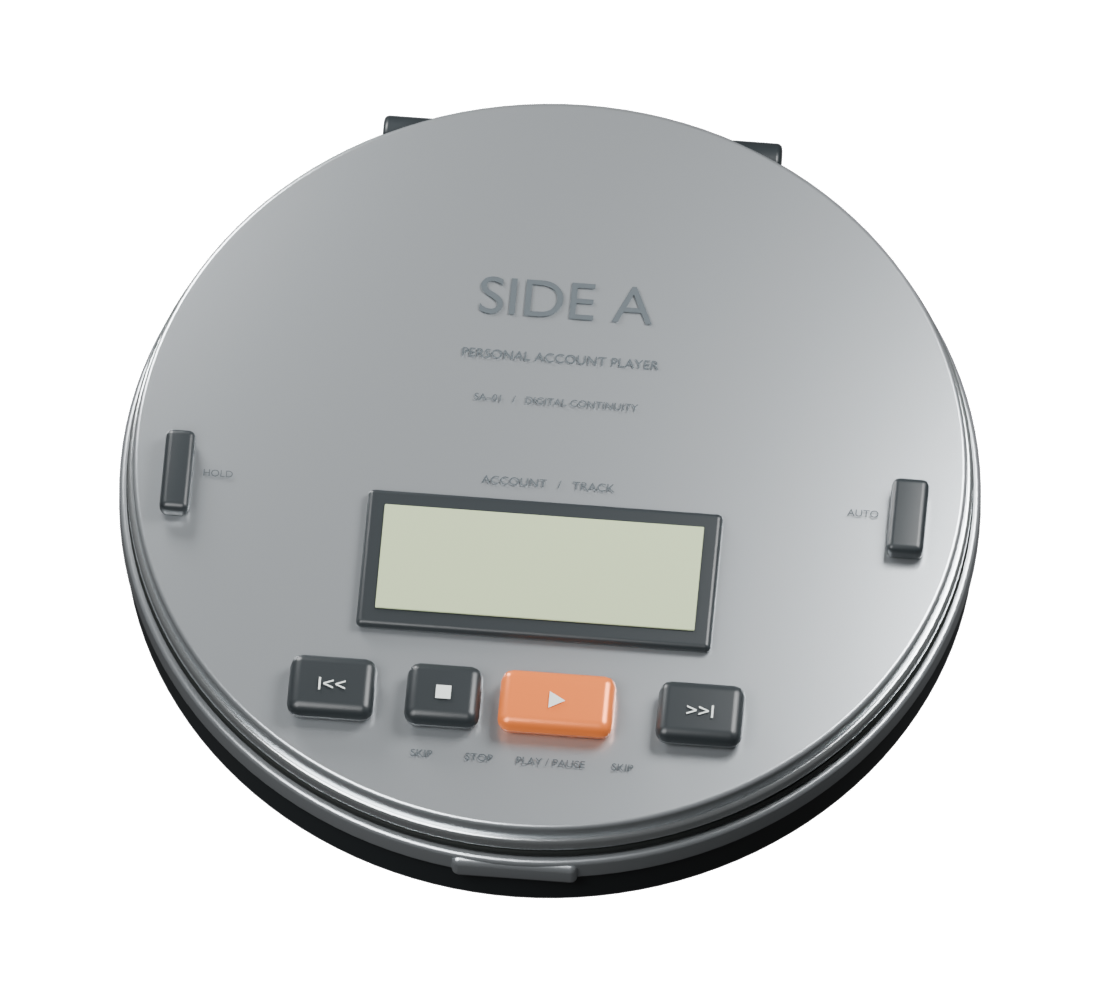 Side A’s silver portable account player